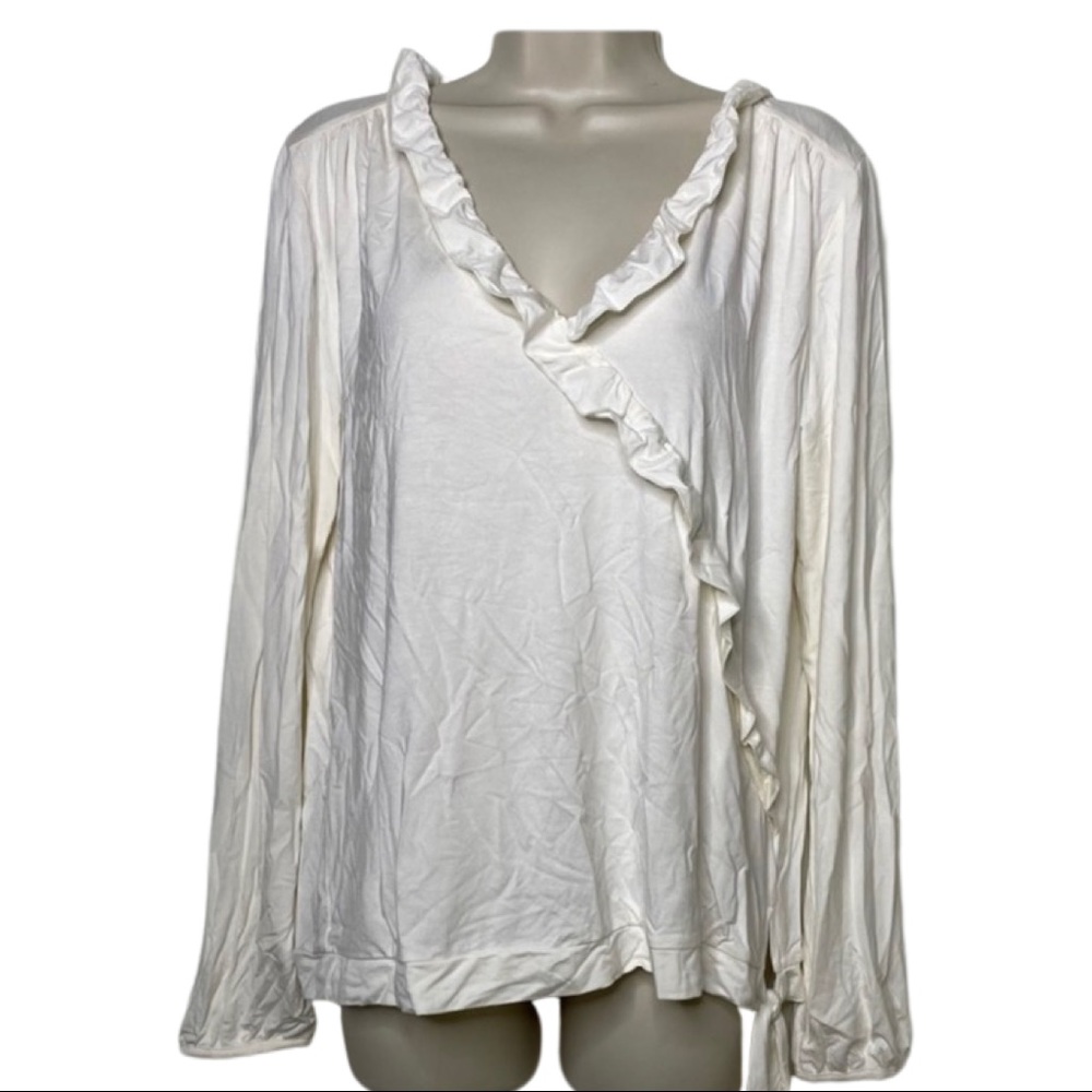 J.Crew Mercantile Women's Ruffle Trim Wrap Top Ivory size M